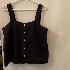 Everlane Black Linen Button-up Tank Top